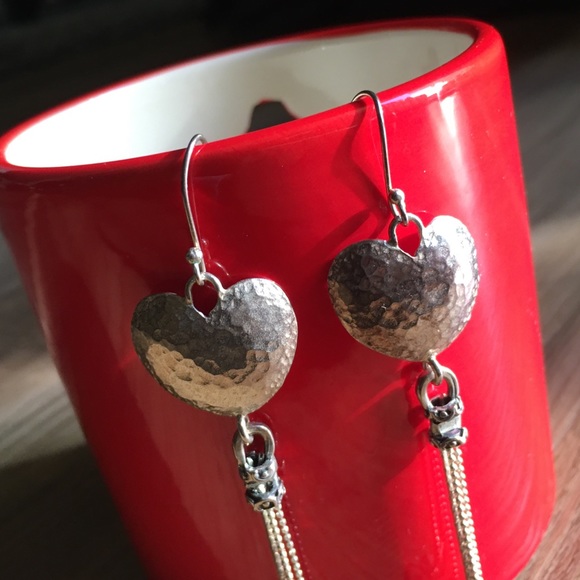 .925 Sterling Silver Heart and Strands Earrings - Picture 2 of 8